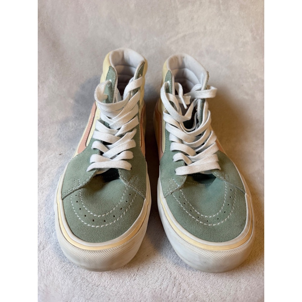 Vans Sk8-Hi Pro Men 9.5 Green Cream Pink Good Pastel Suede High Top Sneakers